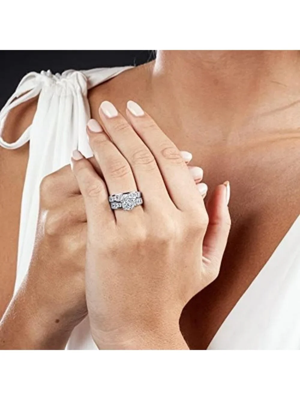 Stunning 2 Carat Sterling Silver Bridal Set - Cubic Zirconia Engagement